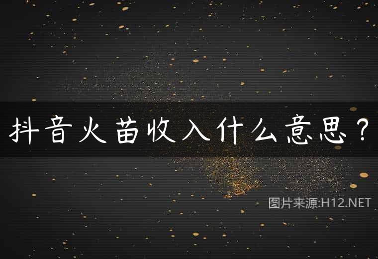 抖音火苗收入什么意思？