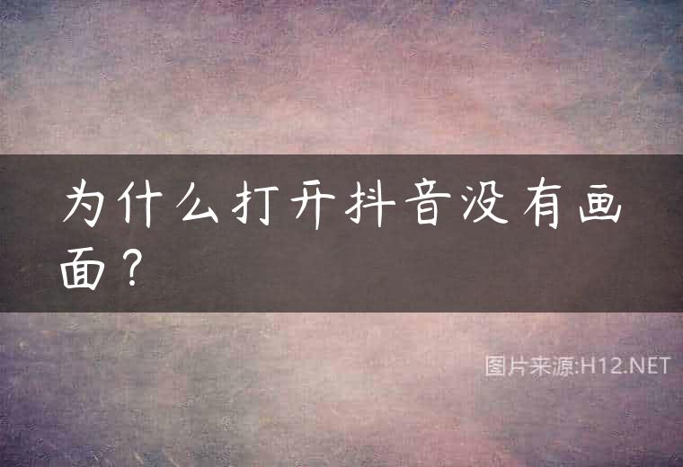 为什么打开抖音没有画面？