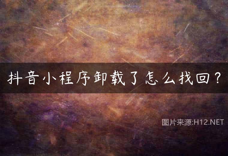 抖音小程序卸载了怎么找回？