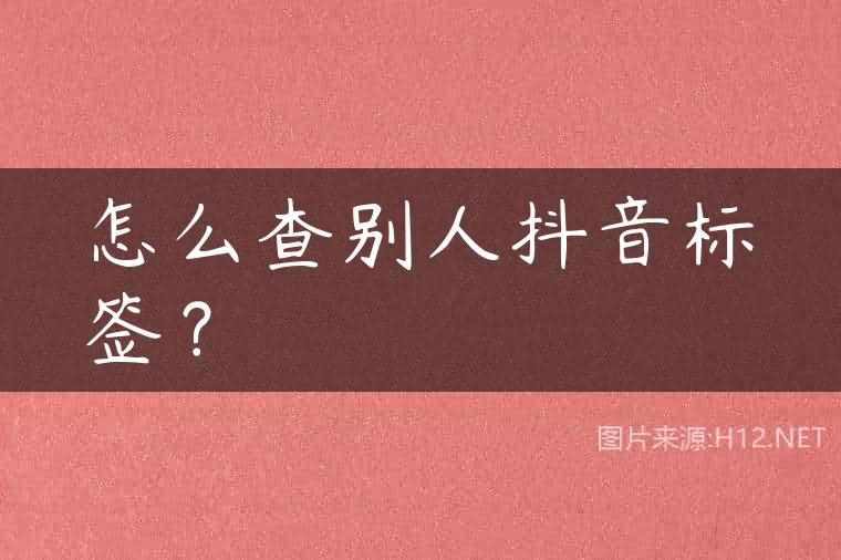 怎么查别人抖音标签？