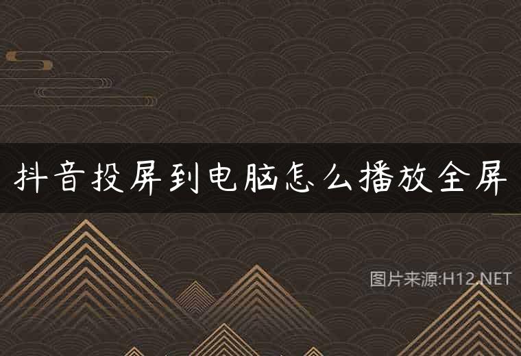 抖音投屏到电脑怎么播放全屏