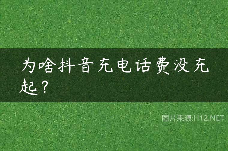 为啥抖音充电话费没充起？