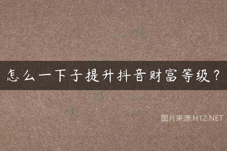 怎么一下子提升抖音财富等级？