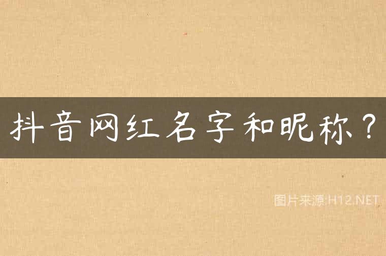 抖音网红名字和昵称？