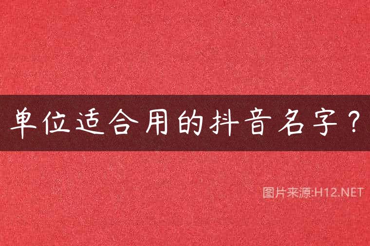 单位适合用的抖音名字？