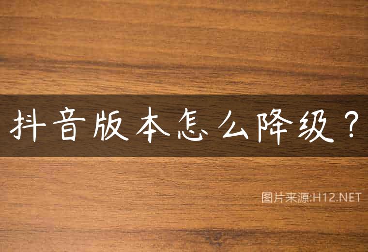 抖音版本怎么降级？