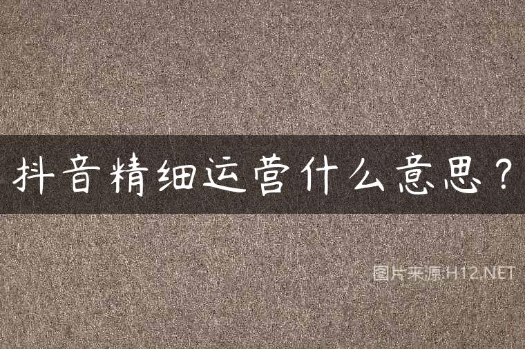 抖音精细运营什么意思？