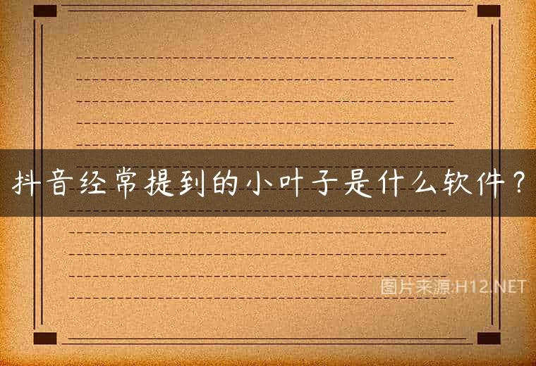 抖音经常提到的小叶子是什么软件？