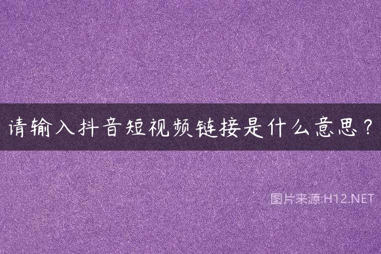 请输入抖音短视频链接是什么意思？