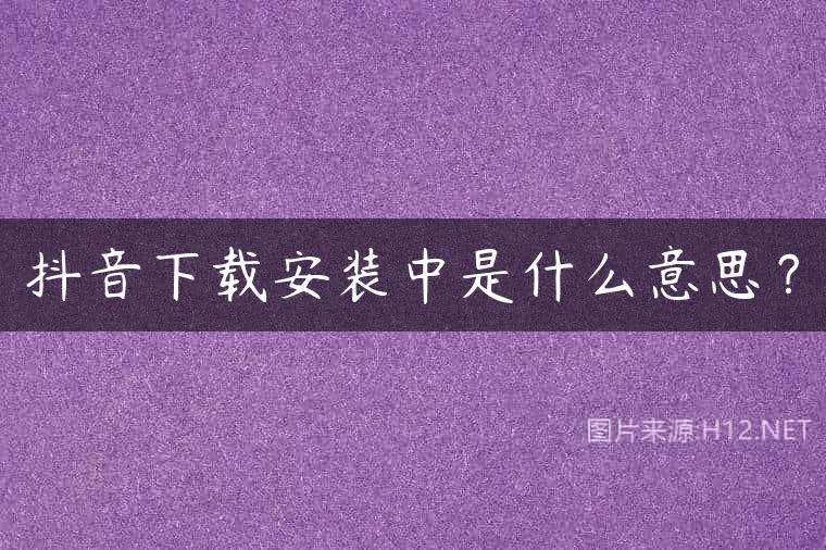 抖音下载安装中是什么意思？