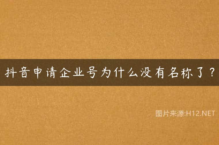 抖音申请企业号为什么没有名称了？