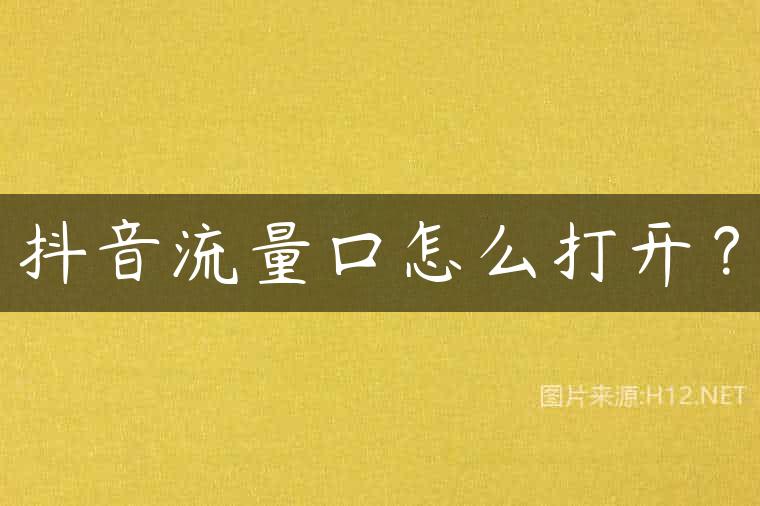 抖音流量口怎么打开？