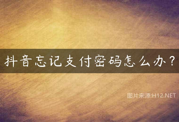 抖音忘记支付密码怎么办？