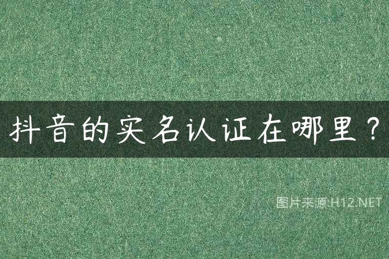 抖音的实名认证在哪里？