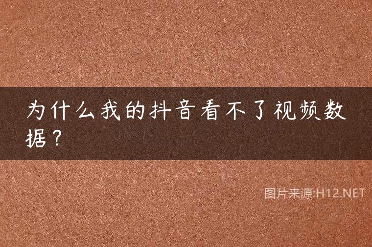 为什么我的抖音看不了视频数据？