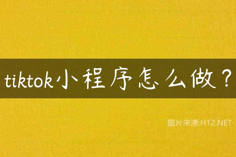 tiktok小程序怎么做？