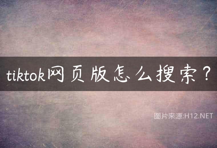 tiktok网页版怎么搜索？