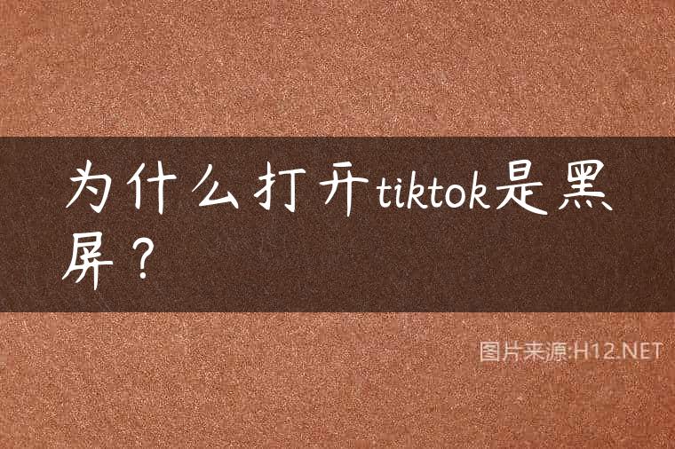 为什么打开tiktok是黑屏？