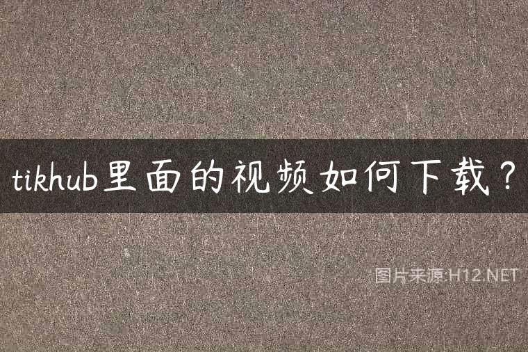 tikhub里面的视频如何下载？