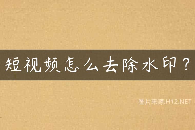 短视频怎么去除水印？