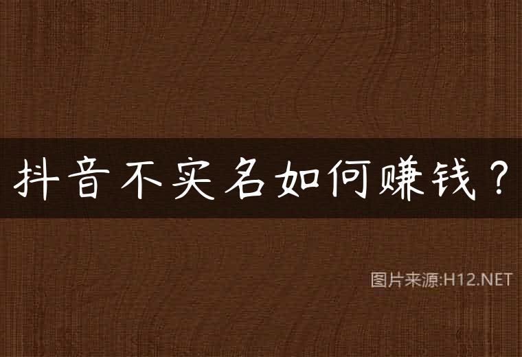 抖音不实名如何赚钱？