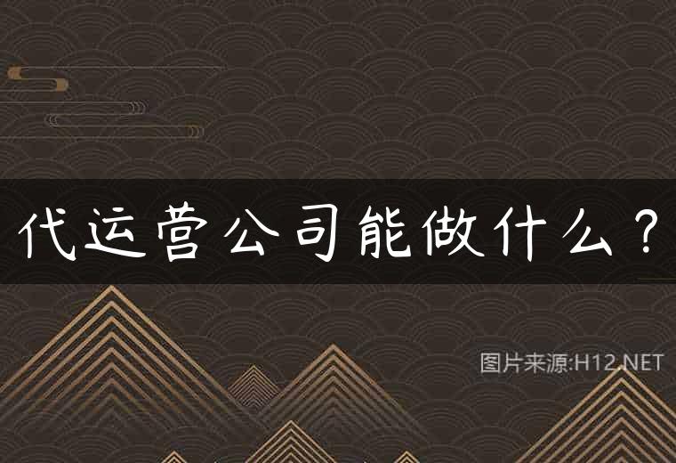 代运营公司能做什么？