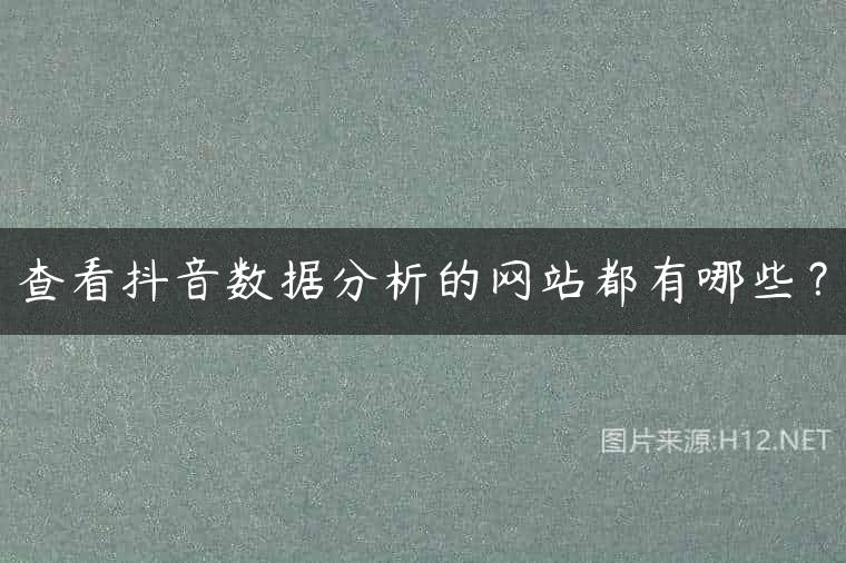 查看抖音数据分析的网站都有哪些？