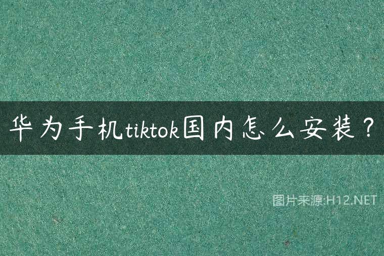 华为手机tiktok国内怎么安装？
