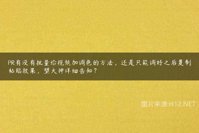 PR有没有批量给视频加调色的方法，还是只能调好之后复制粘贴效果，望大神详细告知？