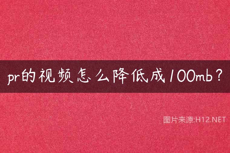 pr的视频怎么降低成100mb？