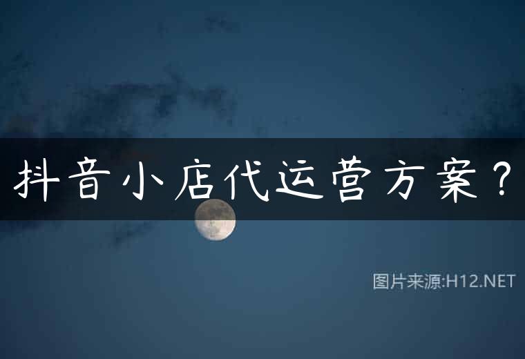 抖音小店代运营方案？
