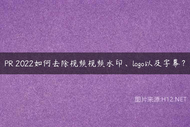 PR 2022如何去除视频视频水印、logo以及字幕？