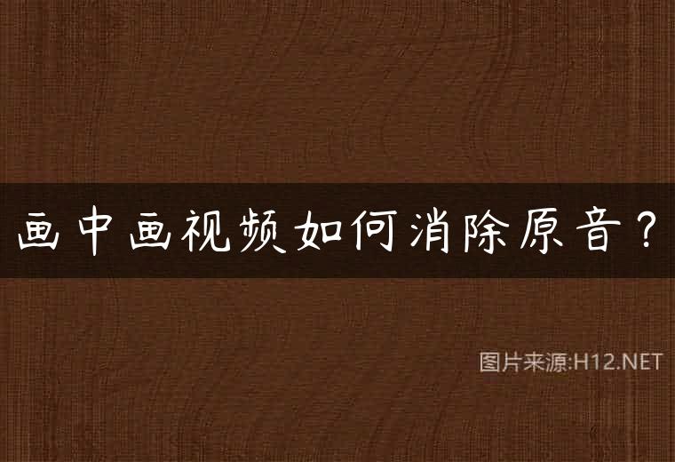 画中画视频如何消除原音？