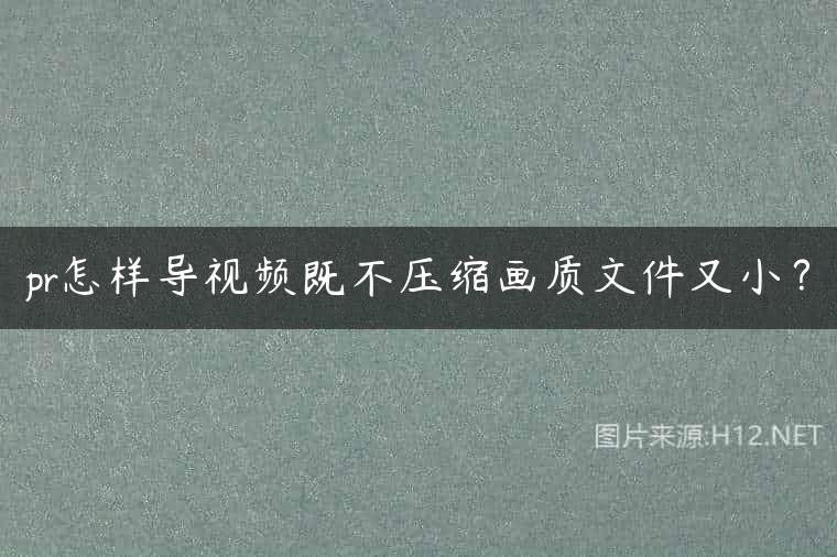 pr怎样导视频既不压缩画质文件又小？