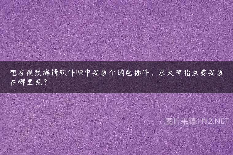 想在视频编辑软件PR中安装个调色插件，求大神指点要安装在哪里呢？