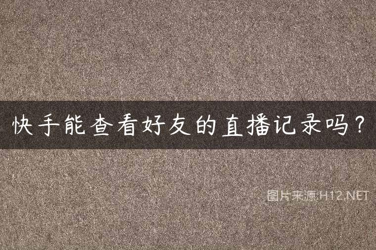 快手能查看好友的直播记录吗？
