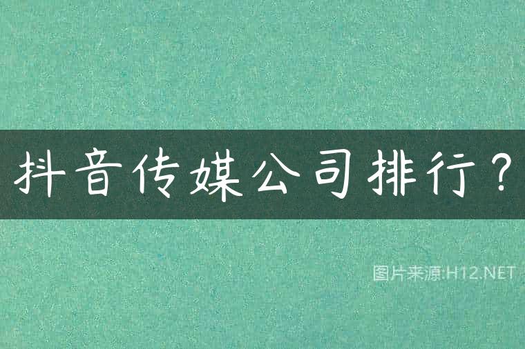 抖音传媒公司排行？