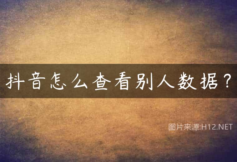 抖音怎么查看别人数据？