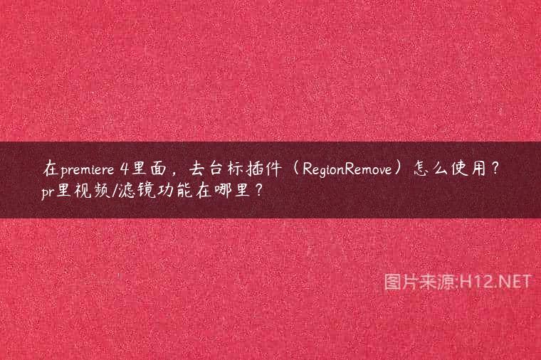 在premiere 4里面，去台标插件（RegionRemove）怎么使用？pr里视频/滤镜功能在哪里？