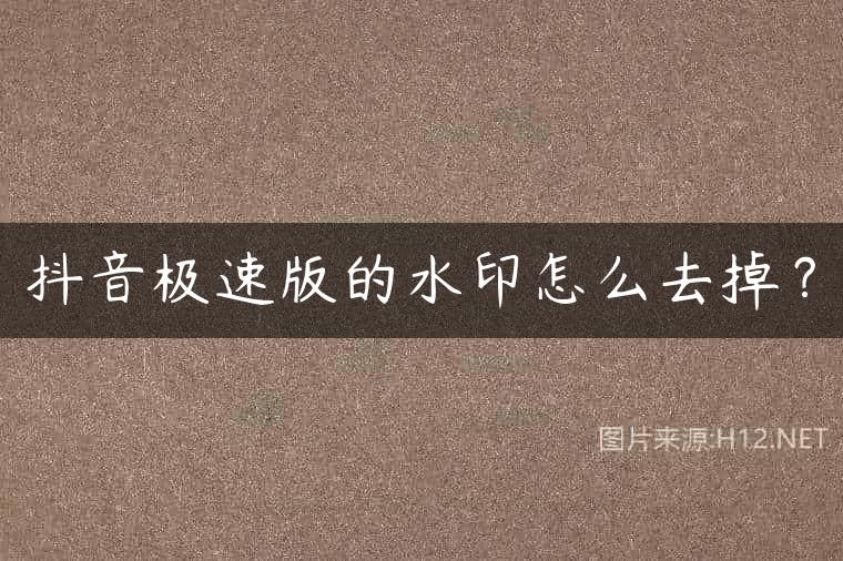 抖音极速版的水印怎么去掉？