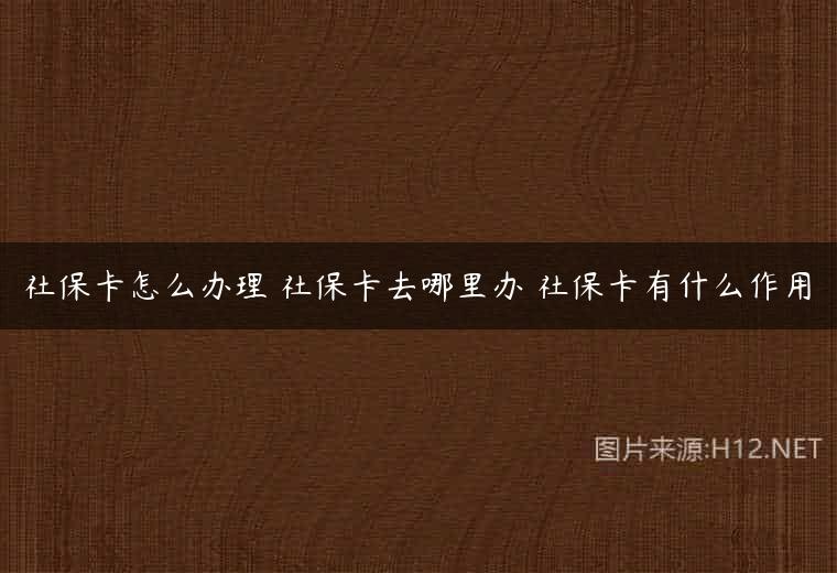 社保卡怎么办理 社保卡去哪里办 社保卡有什么作用