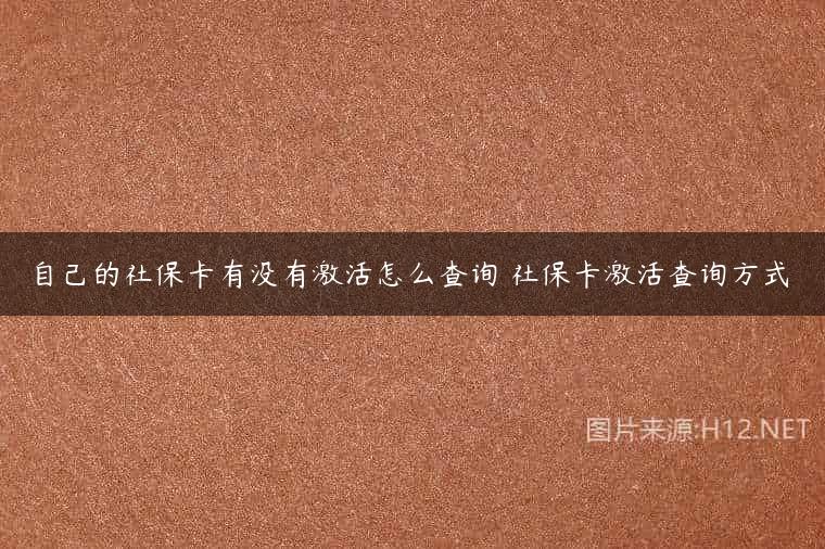 自己的社保卡有没有激活怎么查询 社保卡激活查询方式