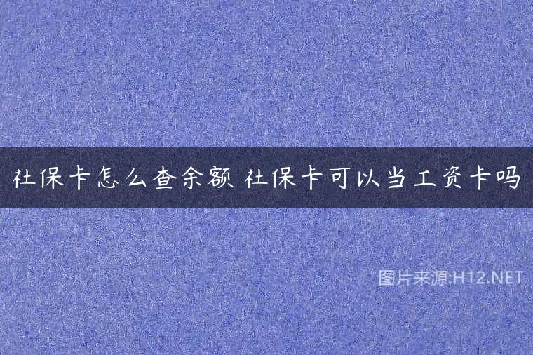 社保卡怎么查余额 社保卡可以当工资卡吗