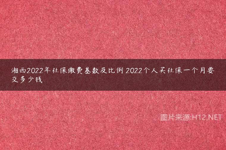 湘西2022年社保缴费基数及比例 2022个人买社保一个月要交多少钱