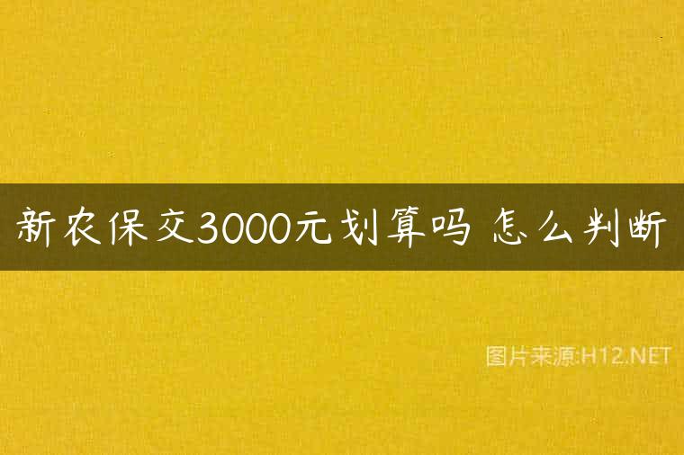 新农保交3000元划算吗 怎么判断
