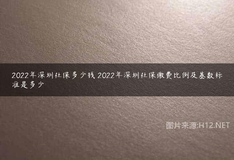 2022年深圳社保多少钱 2022年深圳社保缴费比例及基数标准是多少