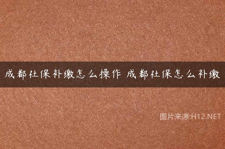 成都社保补缴怎么操作 成都社保怎么补缴