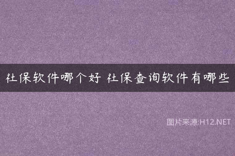 社保软件哪个好 社保查询软件有哪些