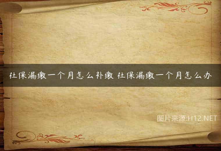 社保漏缴一个月怎么补缴 社保漏缴一个月怎么办