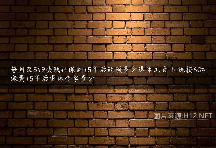 每月交549块钱社保到15年后能领多少退休工资 社保按60%缴费15年后退休金拿多少